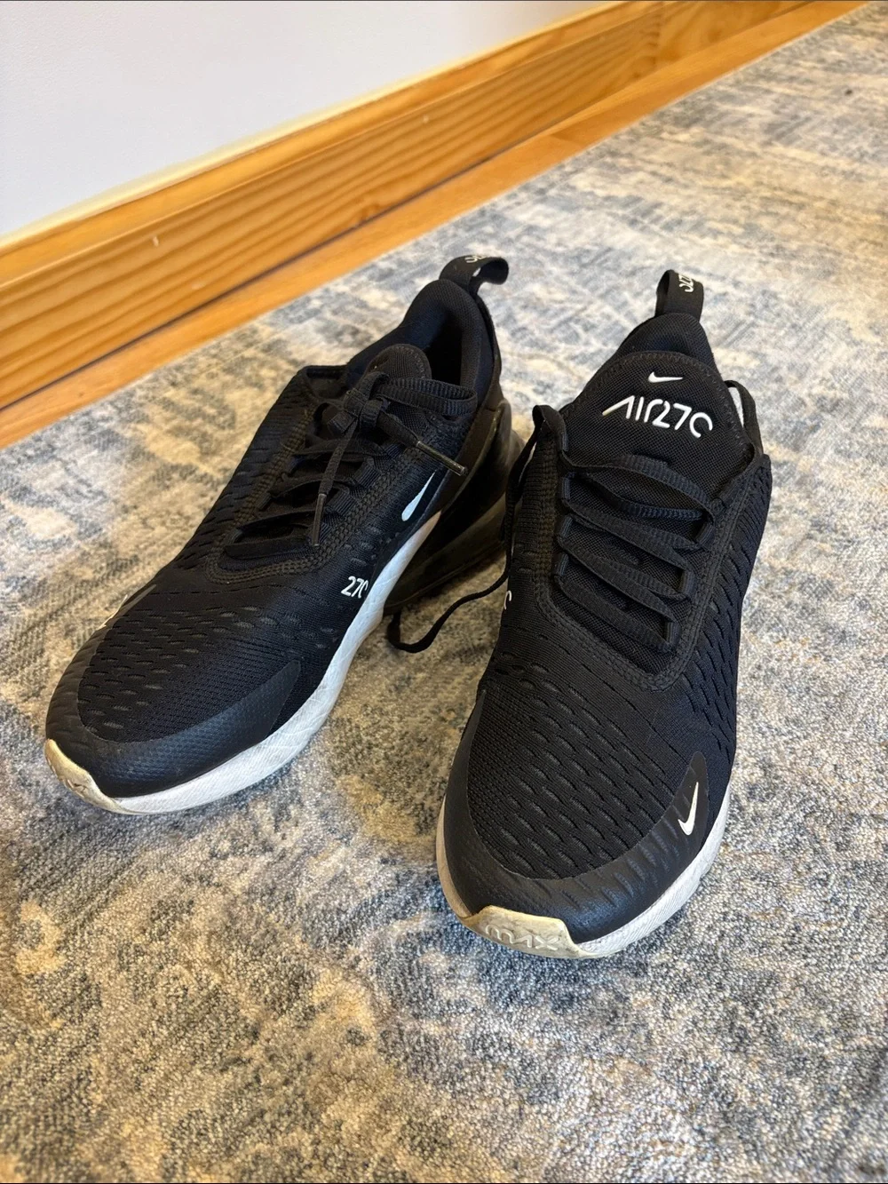 Nike Black and White Running Shoes with Visible Outsole